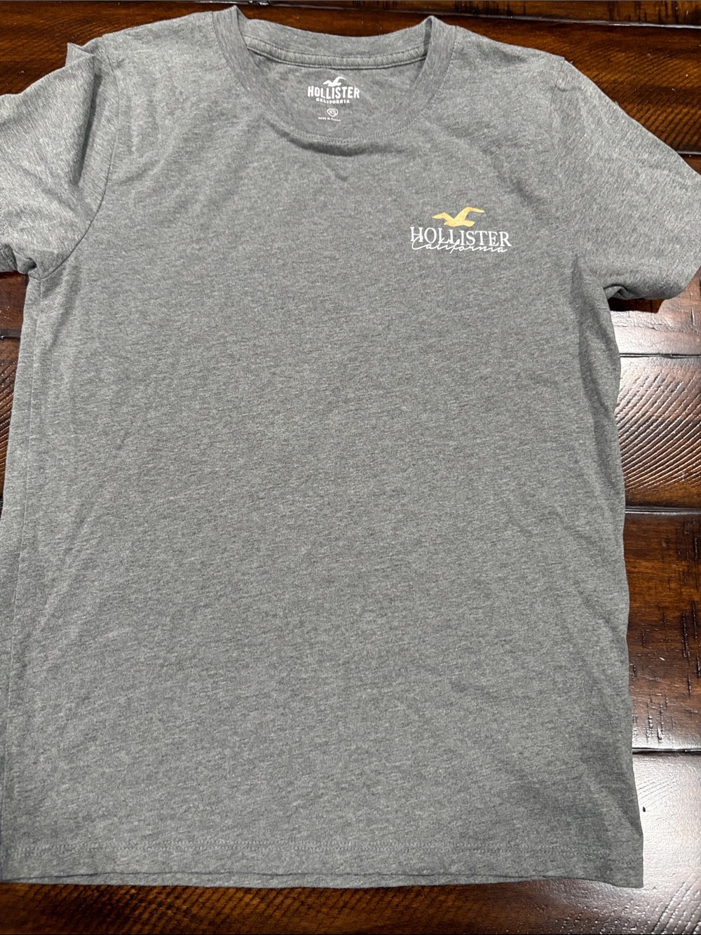 Hollister Gray Crewneck Tee with Yellow Logo
